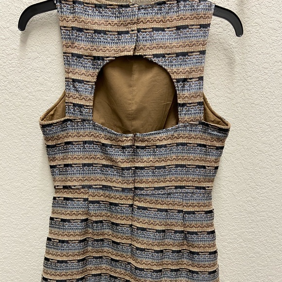Esley blue & brown embroidered stitch dress | M - Picture 4 of 8